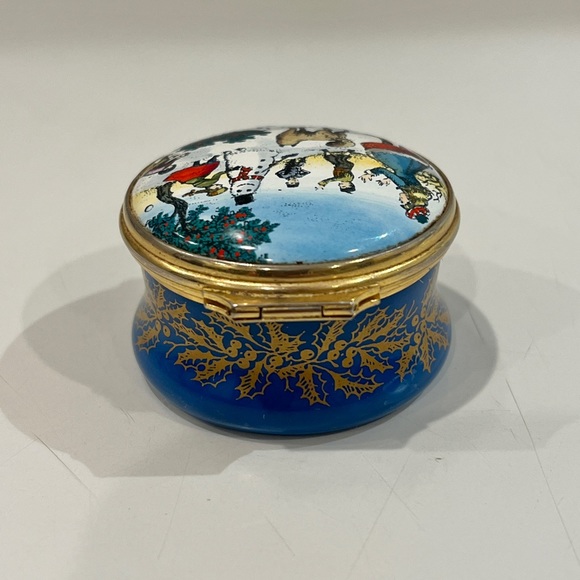 🎄Bilston and Battersea Halcyon Days Enamel Trinket Jewelry Box Christmas 1979 - Picture 3 of 8